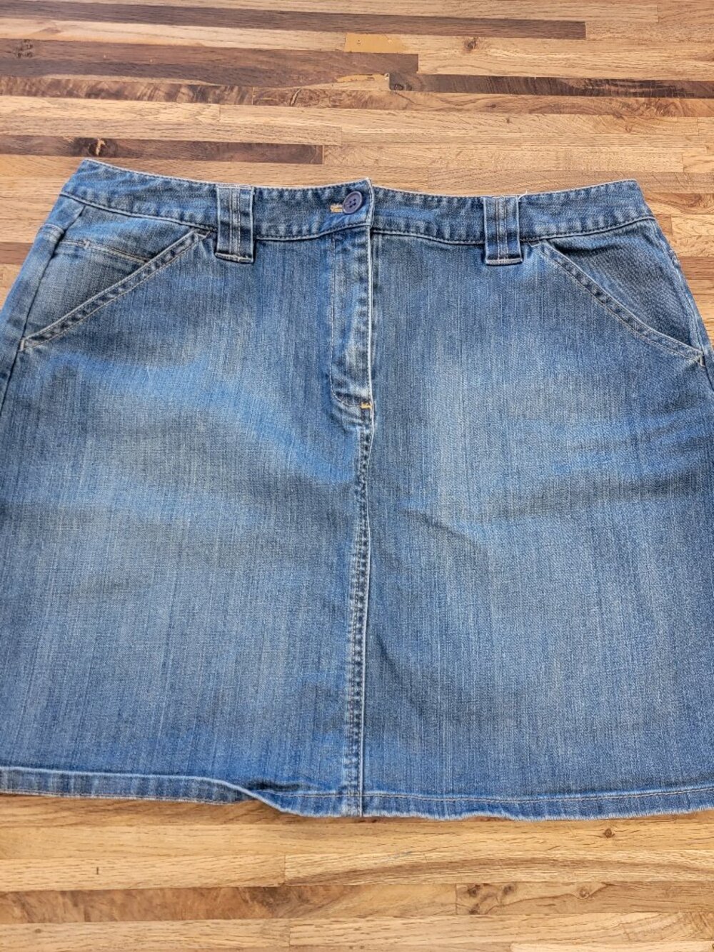 Talbot's Petites Blue Jean/Denim Stretch Mini Skirt